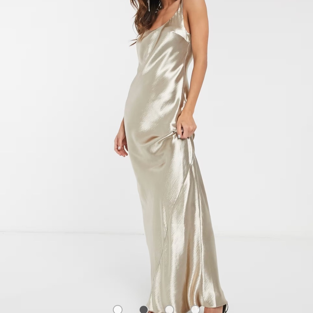 Asos Design Champagne Long Open Back Dress